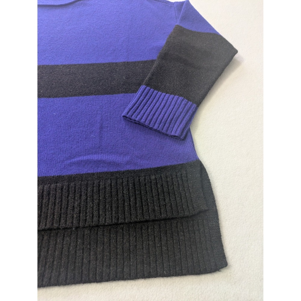 Eileen Fisher Striped Superior Yak Wool Sweater Pullover Jumper Large Blue Black - Picture 4 of 10